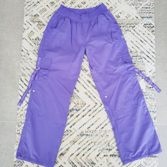 Zumba Top Line Cargo Pants Purple Parachute Hip Hop 80's 90's Dance Womens XXL - Picture 1 of 11